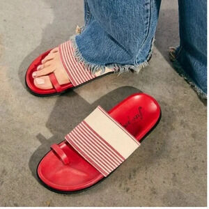 Free People Red and White Striped Sandals